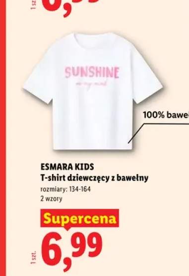 T-shirt dziewczęcy z bawełny Esmara Kids