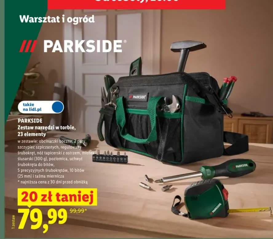 Zestaw narzędzi w torbie Parkside
