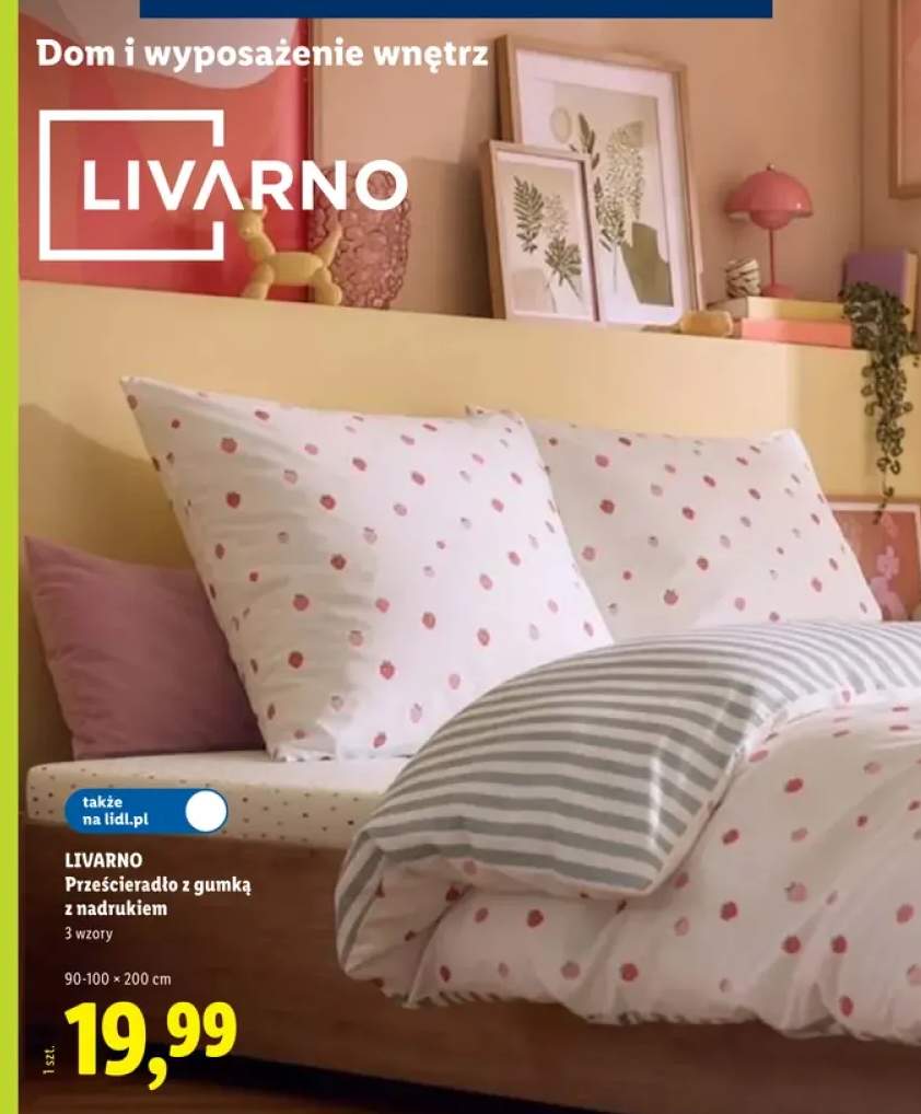 Prześcieradło z gumką z nadrukiem Livarno 90-100x200 cm