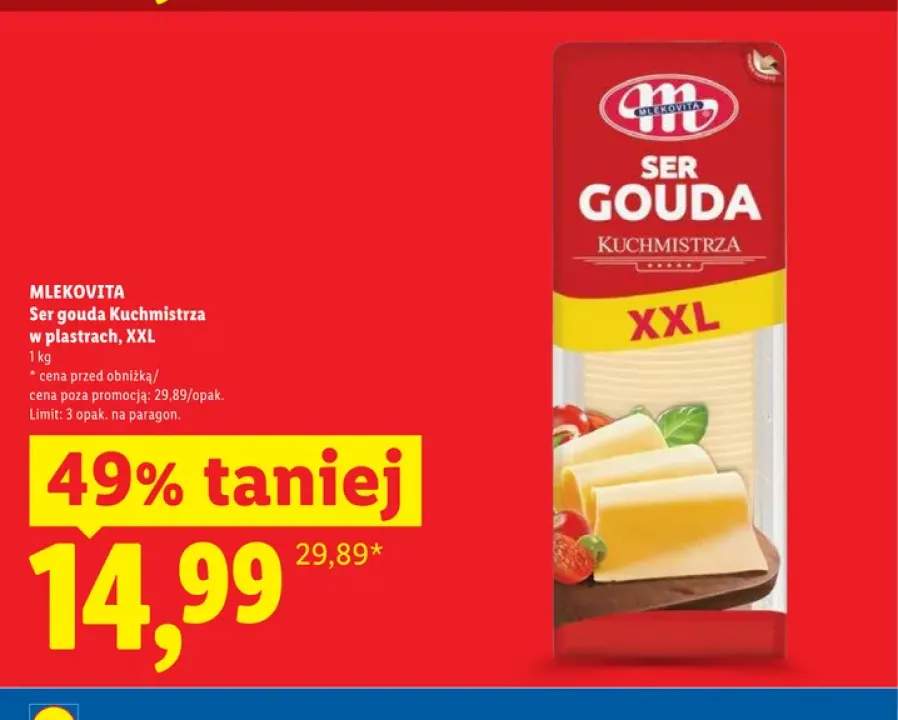 Ser gouda Kuchmistrza Mlekovita w plastrach XXL