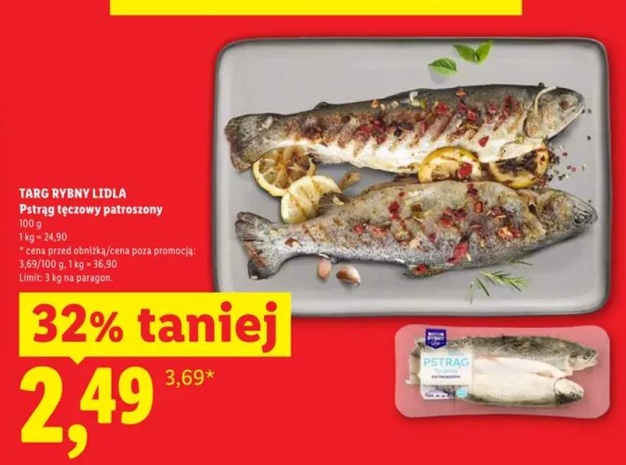 Pstrąg tęczowy patroszony Targ Rybny Lidla