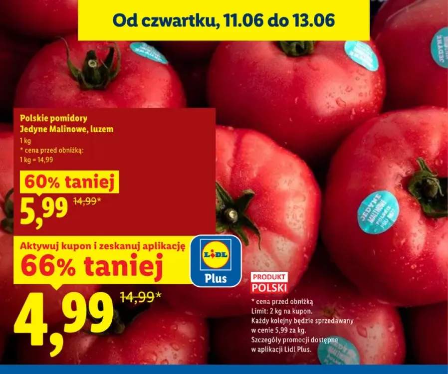 Pomidory malinowe Jedyne luzem polskie