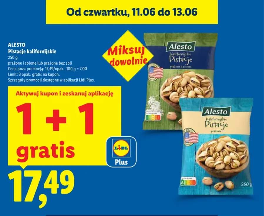 Pistacje kalifornijskie prażone i solone Alesto