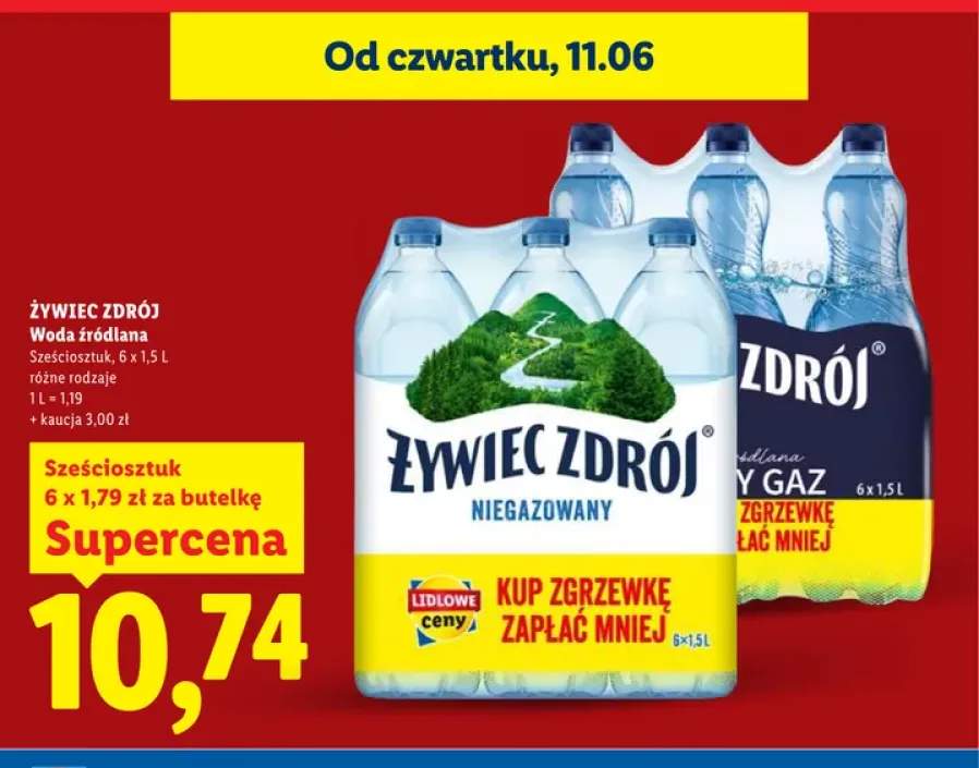 Woda źródlana mocny gaz Żywiec Zdrój 6-pak 1,5 l