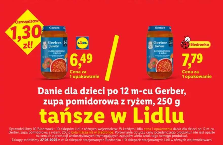 Danie dla dzieci po 12 m-cu Gerber zupa pomidorowa z ryżem