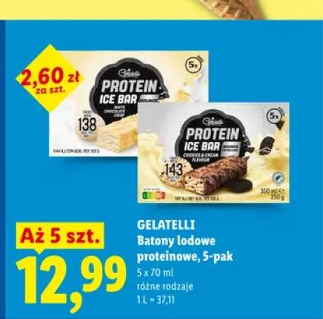 Batony lodowe proteinowe Gelatelli White Chocolate Crisp 5-pak