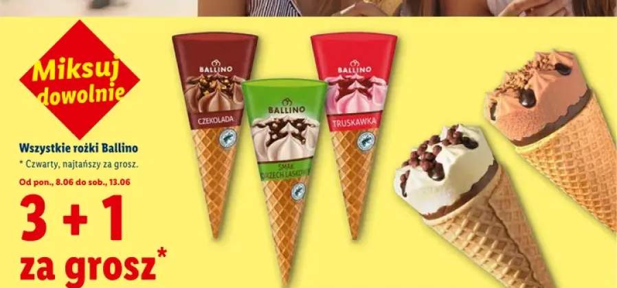 Lody rożek Ballino Truskawka