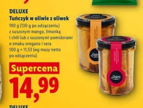 Tuńczyk w oliwie z oliwek z suszonymi pomidorami o smaku oregano i sera Deluxe