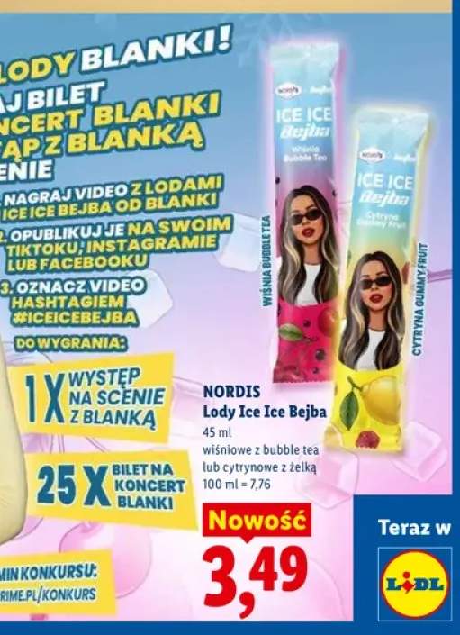 Lody Nordis Ice Ice Bejba wiśniowe z bubble tea