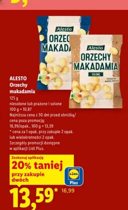Orzechy makadamia prażone i solone Alesto