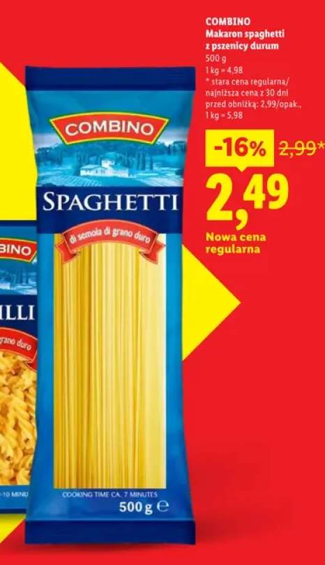 Makaron spaghetti Combino z pszenicy durum