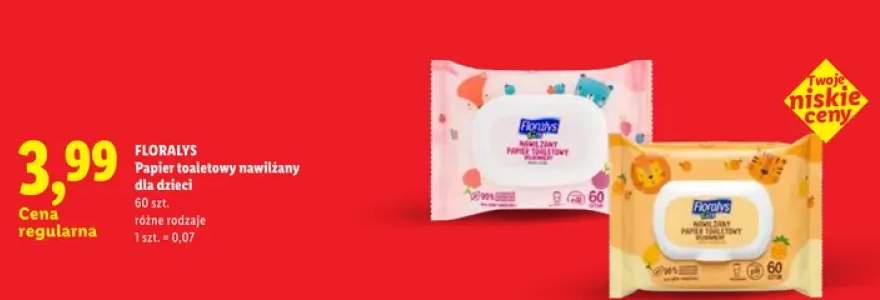 Papier toaletowy nawilżany dla dzieci Floralys