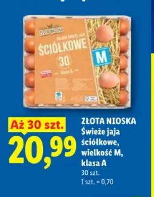 Świeże jaja ściółkowe Złota Nioska klasa A wielkość M