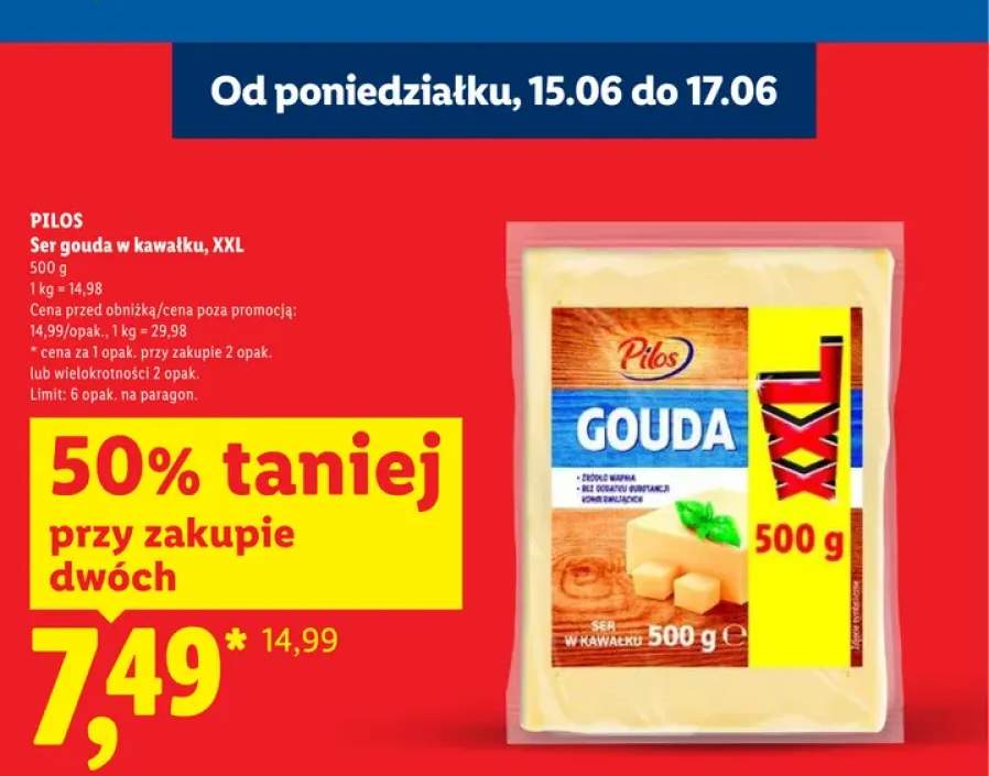 Ser gouda w kawałku XXL Pilos