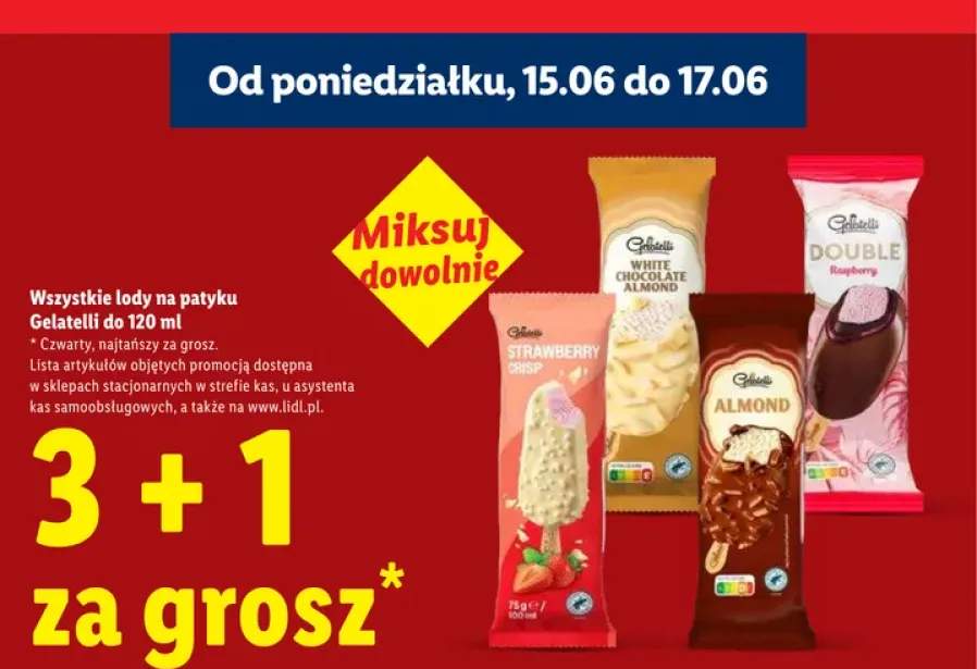 Lody na patyku Gelatelli Strawberry Crisp +3 warianty