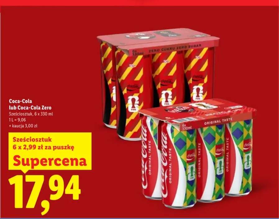 Napój gazowany Coca-Cola Original Taste 6-pak 330 ml +1 wariant
