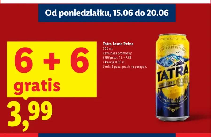 Piwo Tatra Jasne Pełne