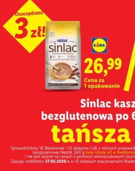 Kaszka zbożowa bezglutenowa po 6 m-cu Nestlé Sinlac