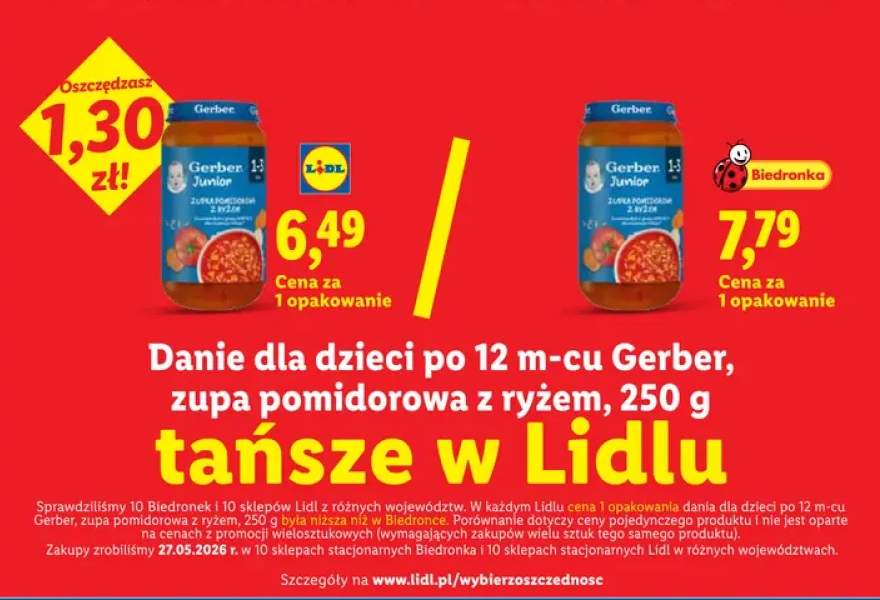 Danie dla dzieci po 12 m-cu Gerber zupa pomidorowa z ryżem