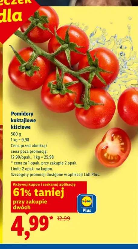 Pomidory koktajlowe kiściowe Ryneczek Lidla