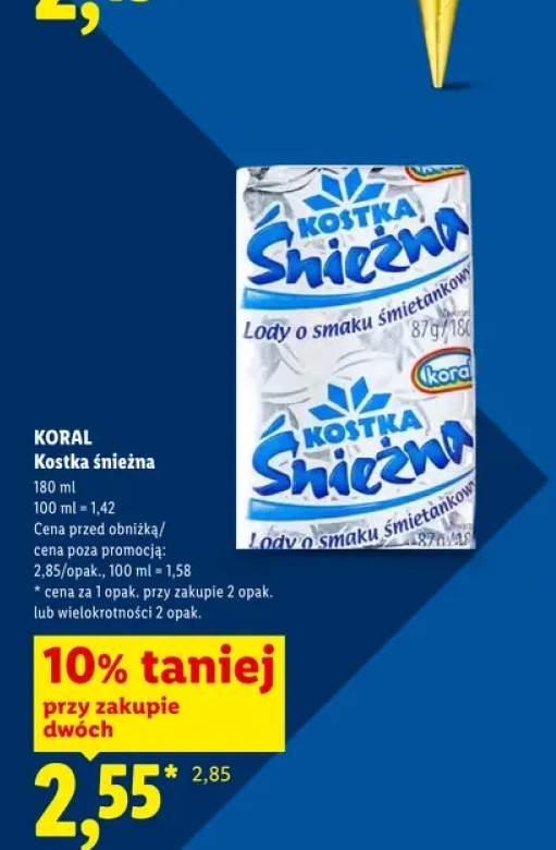 Lody Kostka Śnieżna Koral o smaku śmietankowym