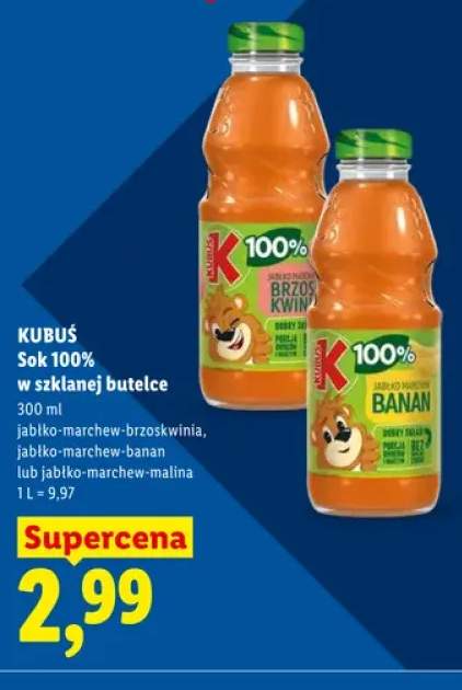 Sok Kubuś 100% jabłko-marchew-brzoskwinia +2 warianty