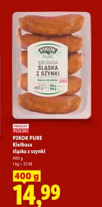 Kiełbasa śląska z szynki Pikok Pure