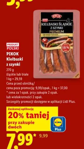Kiełbaski z szynki śląskie Pikok +1 wariant