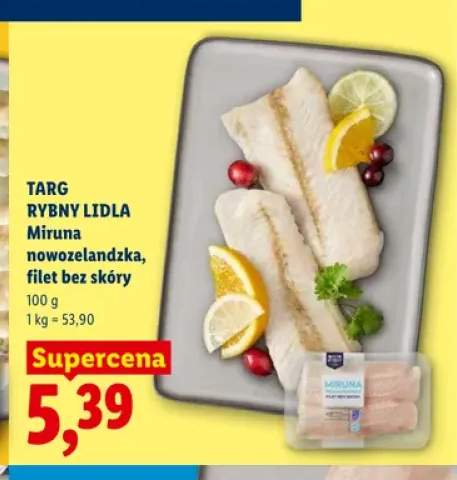 Miruna nowozelandzka filet bez skóry Targ Rybny Lidla