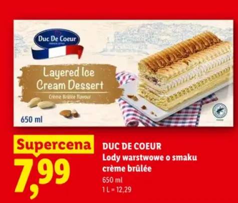 Lody warstwowe o smaku crème brûlée Duc De Coeur