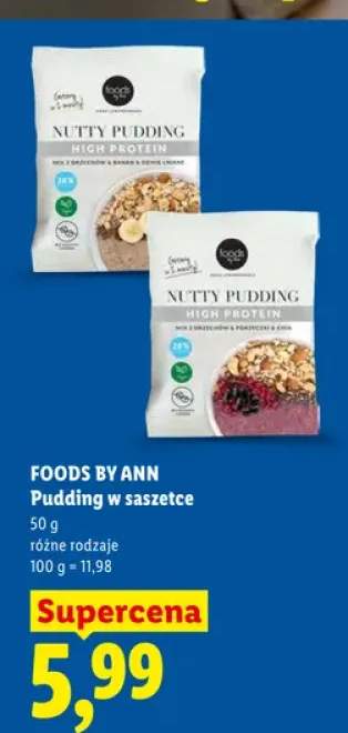 Pudding w saszetce Foods by Ann Nutty Pudding High Protein mix 3 orzechów banan siemię lniane +1 wariant