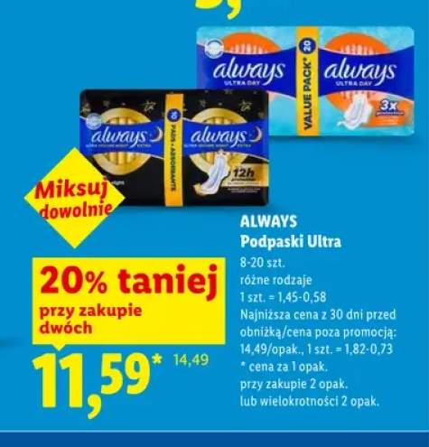 Podpaski Ultra Always Ultra Day 20-pak +1 wariant