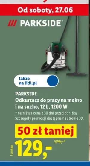 Odkurzacz do pracy na mokro i na sucho Parkside