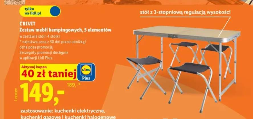 Zestaw mebli kempingowych Crivit