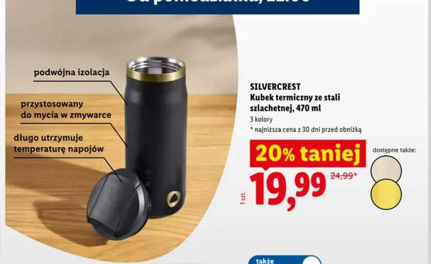 Kubek termiczny ze stali szlachetnej Silvercrest 470 ml