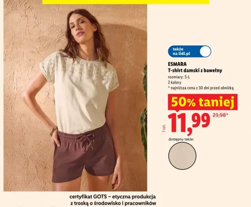 T-shirt damski z bawełny Esmara