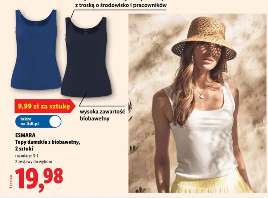 Topy damskie z biobawełny Esmara 2-pak