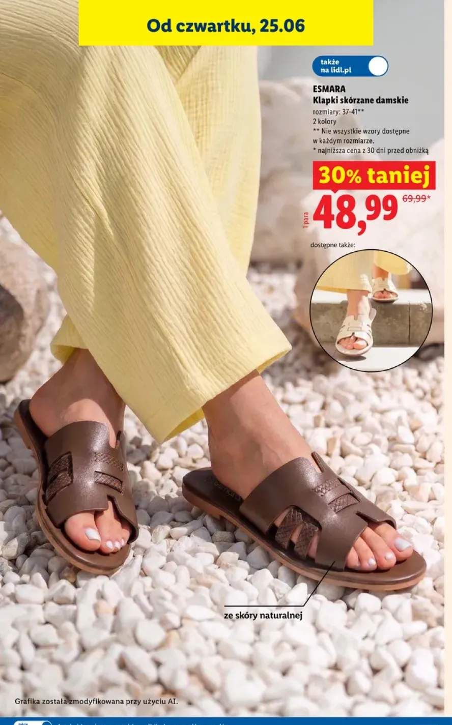 Klapki skórzane damskie Esmara