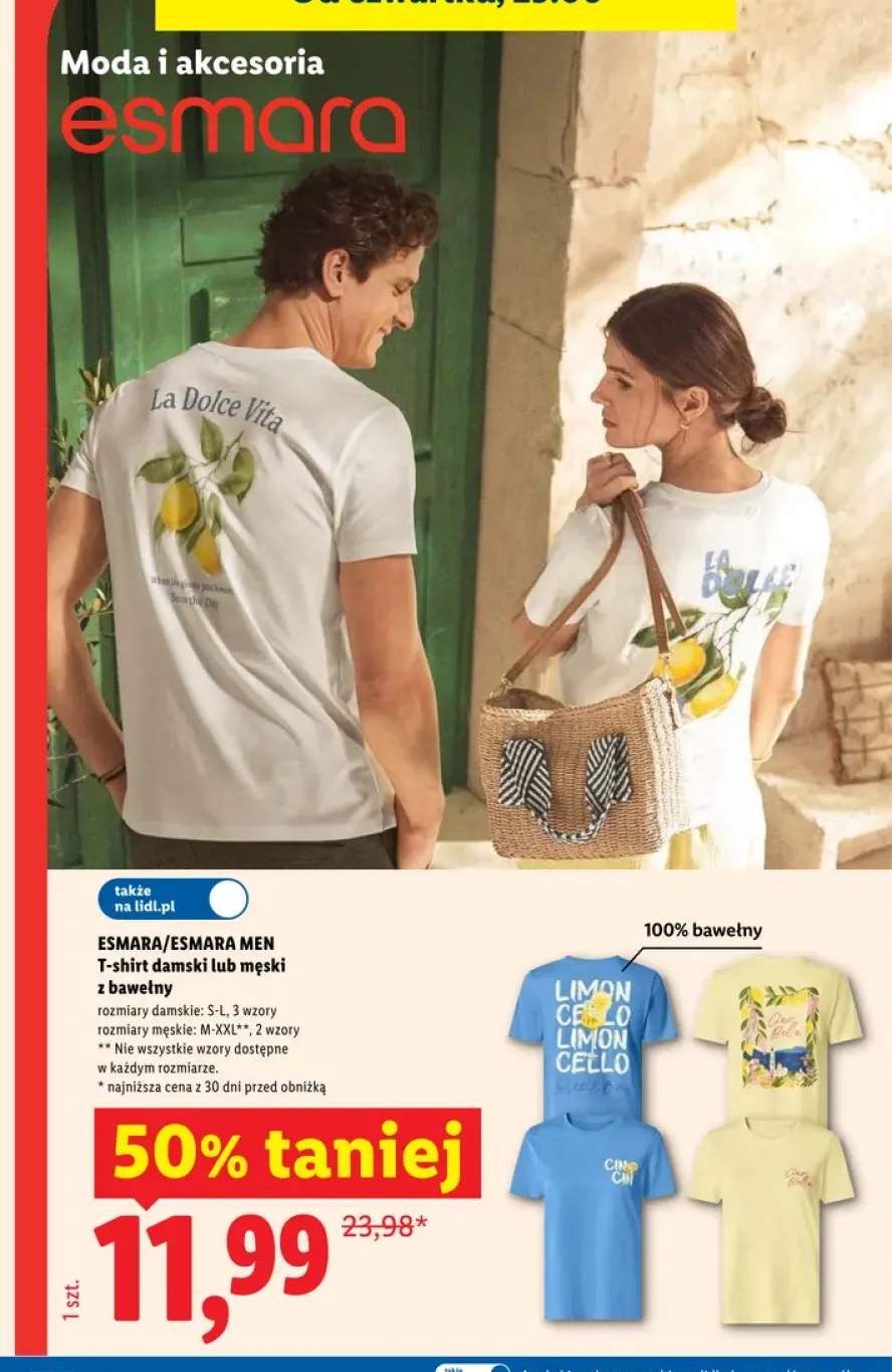 T-shirt damski z bawełny Esmara +1 wariant