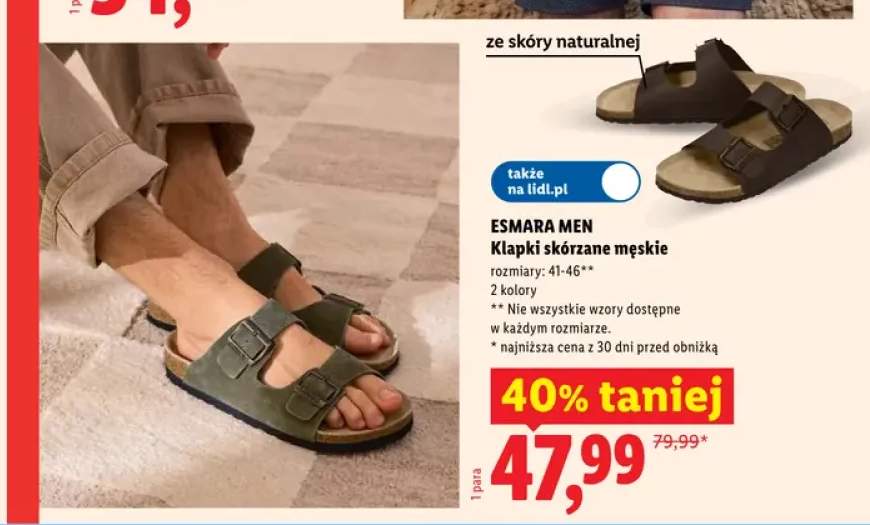 Klapki skórzane męskie Esmara Men