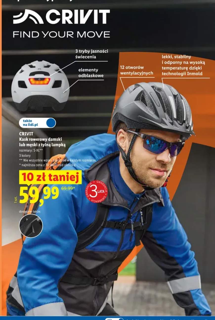 Kask rowerowy damski z tylną lampką CRIVIT +1 wariant