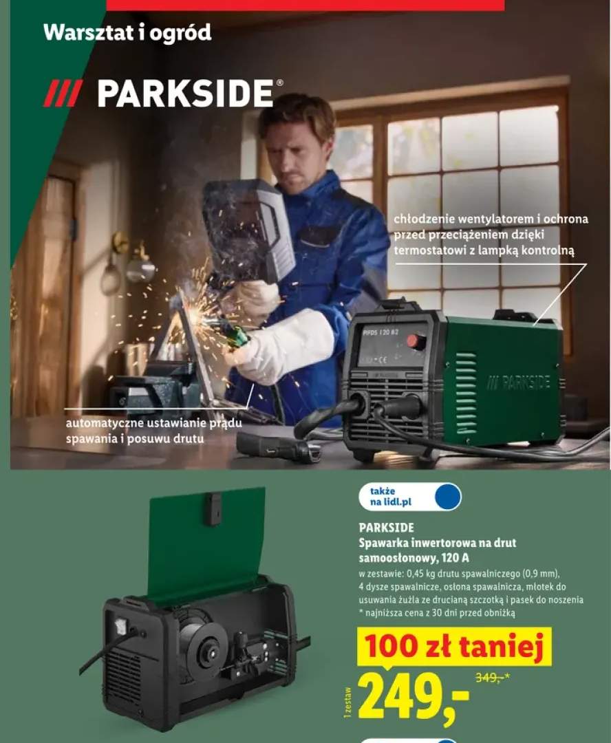 Spawarka inwertorowa na drut samoosłonowy Parkside