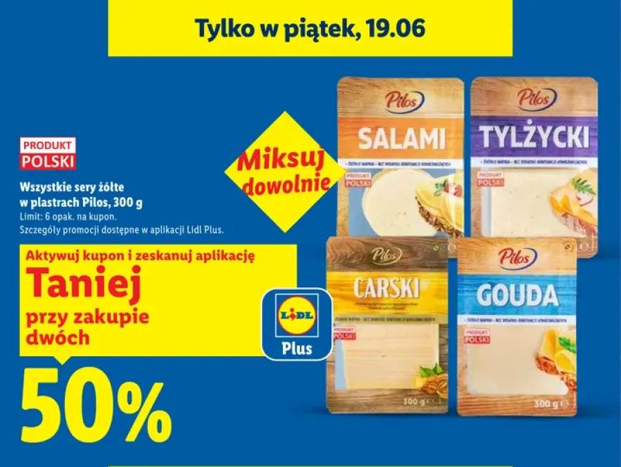 Ser żółty Salami w plastrach Pilos +3 warianty