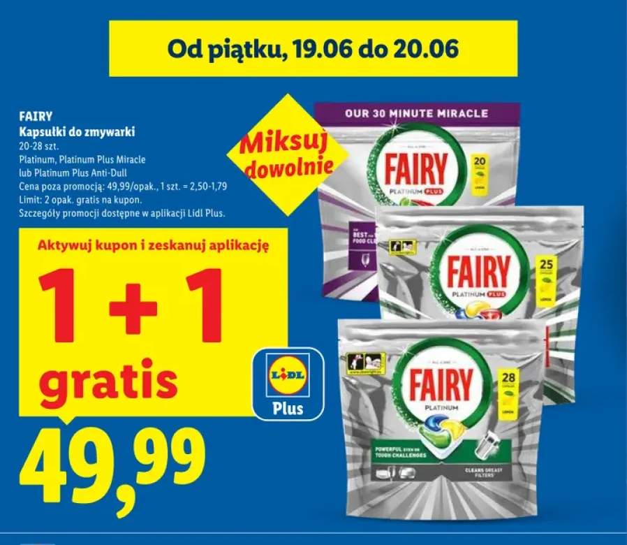 Kapsułki do zmywarki Fairy Platinum +2 warianty