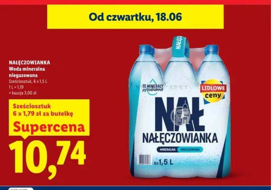 Woda mineralna niegazowana Nałęczowianka 6-pak 1,5 l