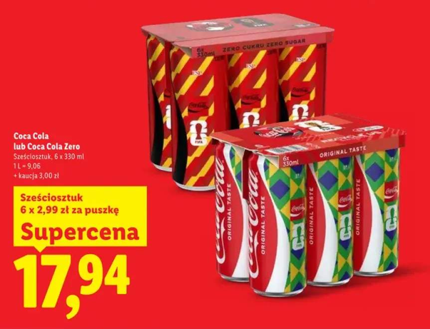 Napój gazowany Coca-Cola Zero 6-pak 330 ml +1 wariant