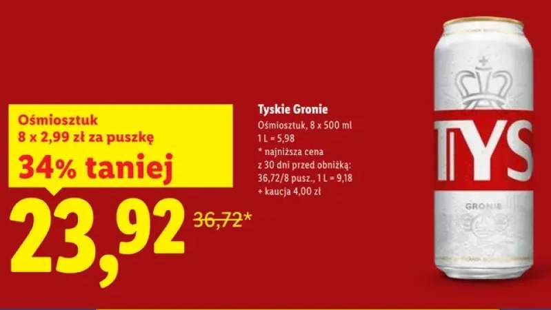 Piwo Tyskie Gronie 8-pak 500 ml