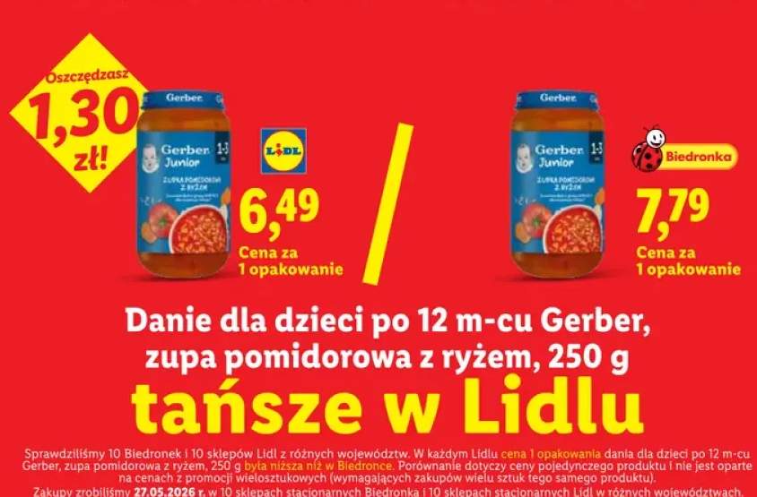 Danie dla dzieci po 12 m-cu Gerber zupa pomidorowa z ryżem