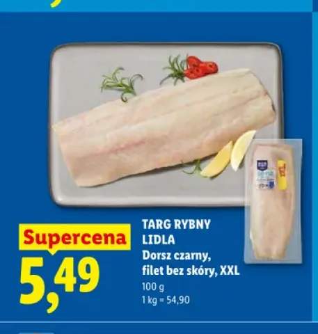Dorsz czarny filet bez skóry XXL Targ Rybny Lidla