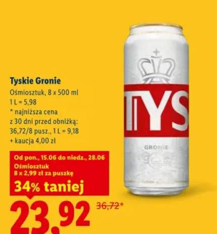 Piwo Tyskie Gronie 8-pak 500 ml
